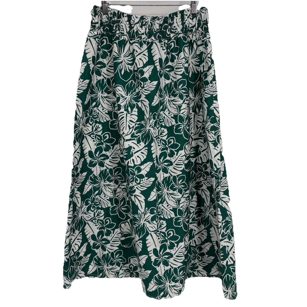 Casa Cabana Womens Tropical Print Maxi‎ Skirt Large Green Resort Cruise Beach